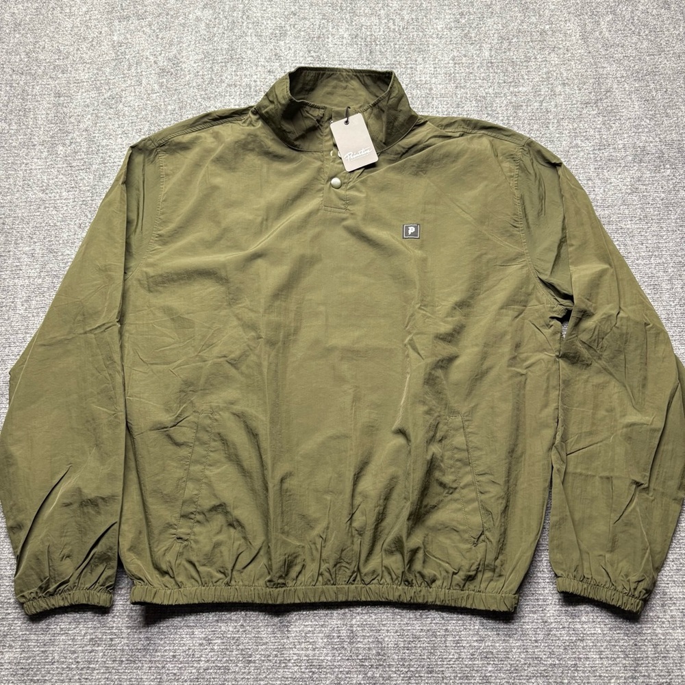 PRIMITIVE Skateboard Anorak Mens XL Green/Brown Mock Neck Nylon Pullover NEW